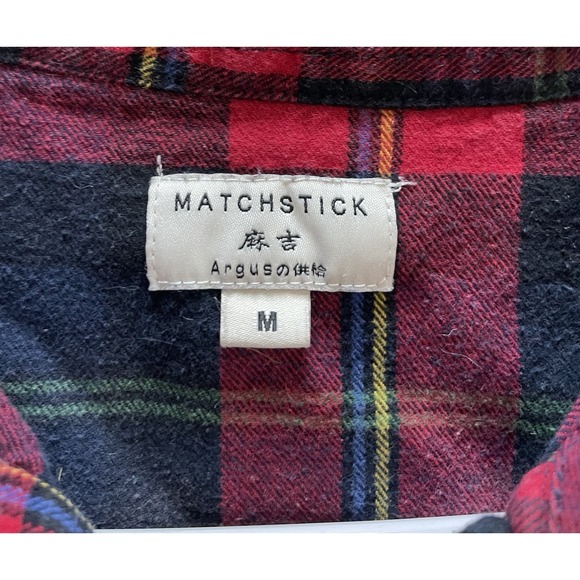 Matchstick Red Green Blue Checkered Flannel Women's Medium Thick Long Sleeve - Picture 3 of 5